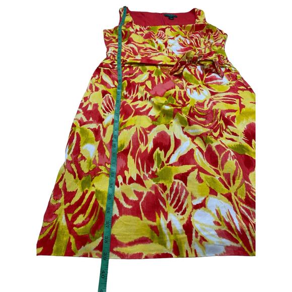 RALPH LAUREN LRL Yellow Red Tropical Floral Print Cotton Stretch Dress Size 12 - Picture 11 of 11